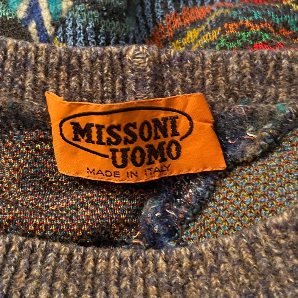 80's Missoni Patchwork Multi Color Amazing Crew Neck Wool Sweater size S. Rare🔥